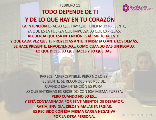 Todo depende de ti y de lo que hay en tu corazón